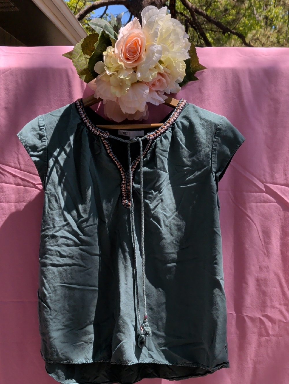 DR2 Sleeveless Braided Trim Shell Top - Dusty Teal